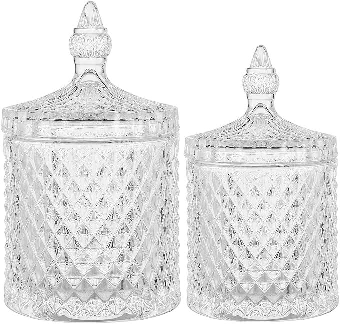 rejomiik Qtip Holder Glass Apothecary Jars with Lid Bathroom Accessories Vanity Organizers and Ma... | Amazon (US)