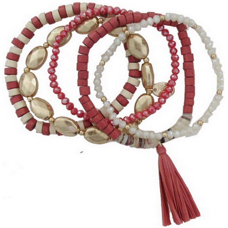 Time And Tru Eb Pink 5pc W/tassel Stretch Bracelet - Walmart.com | Walmart (US)