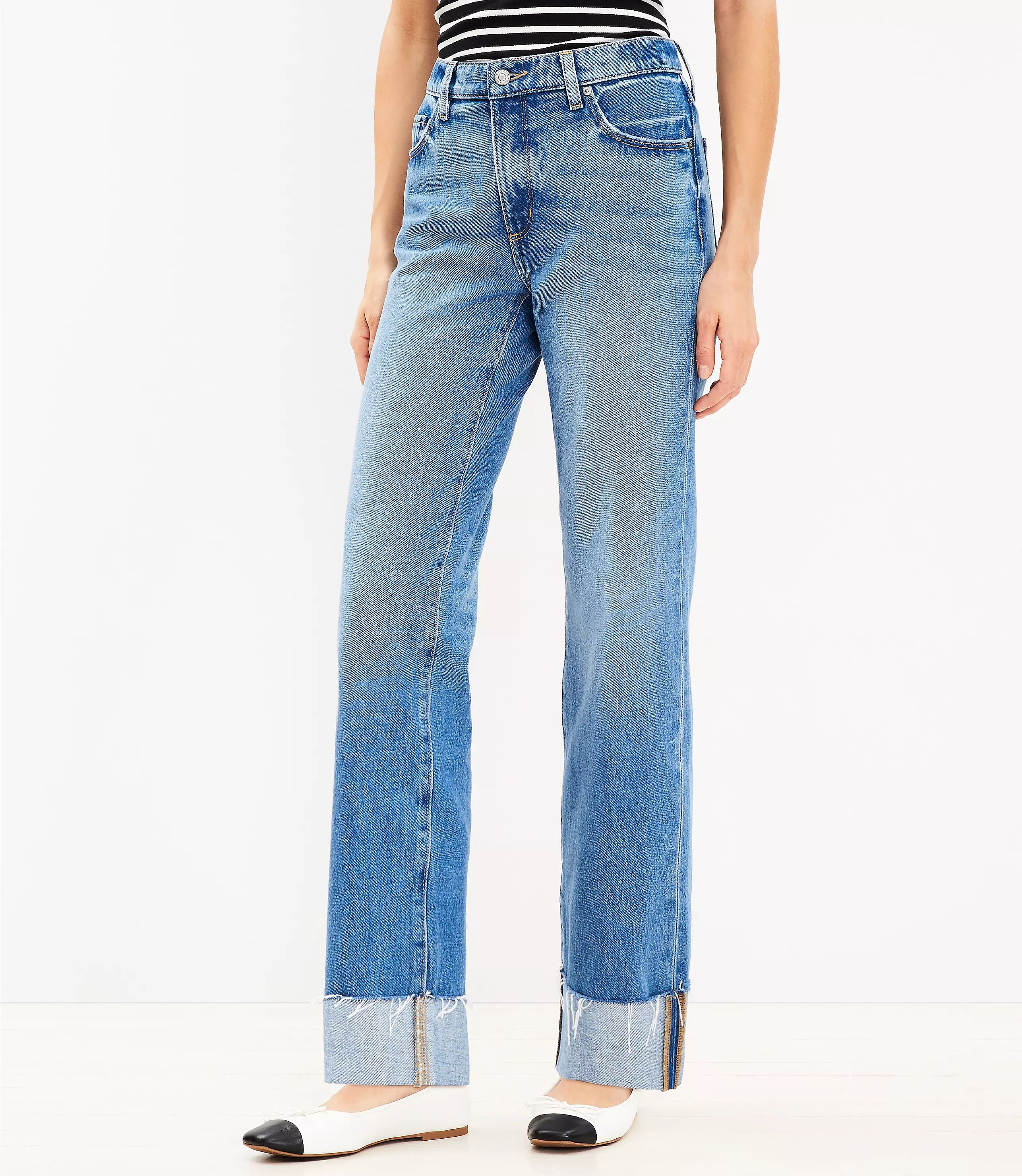 Petite Slouchy Boyfriend Jeans in Classic Mid Wash | LOFT