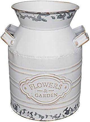 Soyizom Rustic Galvanized Vase Tin Milk Can Vintage White Jug Metal Shabby Chic Bucket Vase Decor... | Amazon (US)