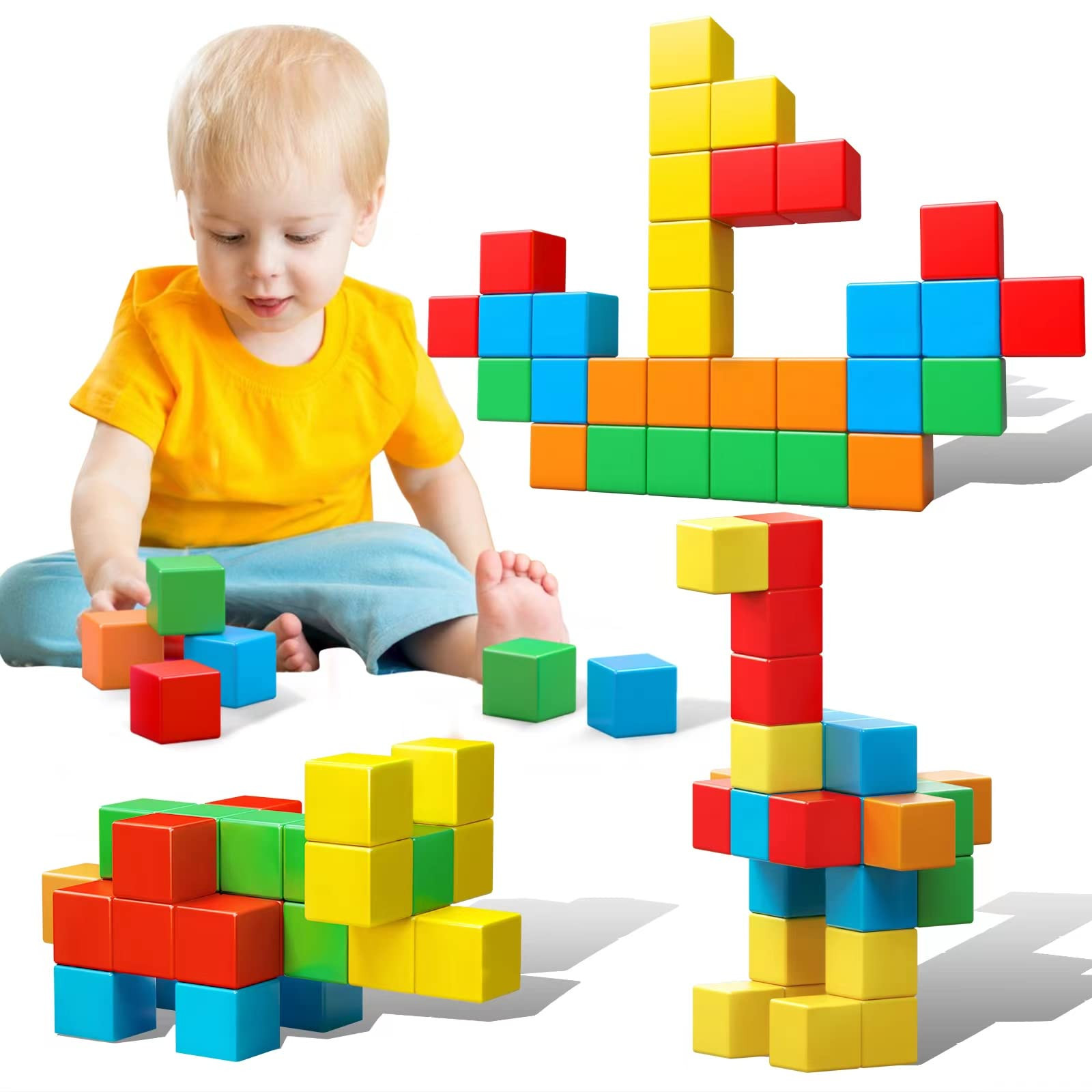 Magnetic Blocks, 1.41 inch Large Magnetic Building Blocks for Toddlers 3 4 5 6 7 8 Years Old Boys... | Amazon (US)