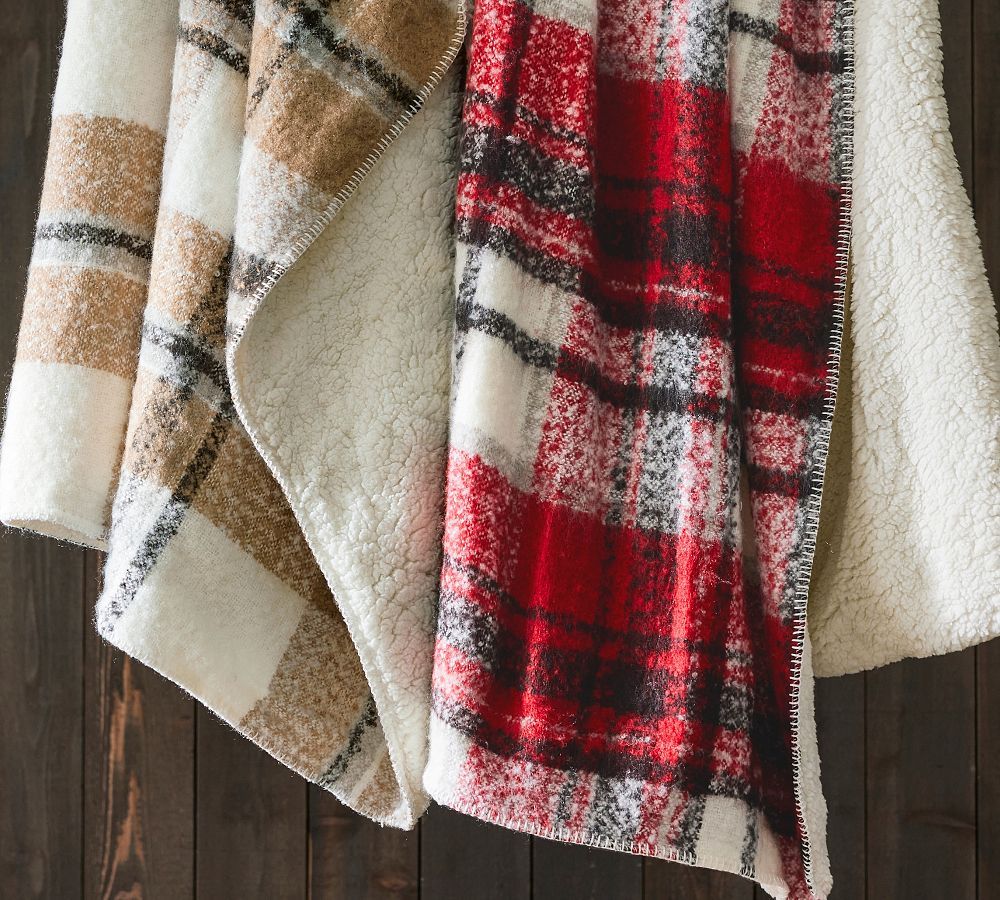 Lodge Plaid Sherpa Back Throw | Pottery Barn (US)