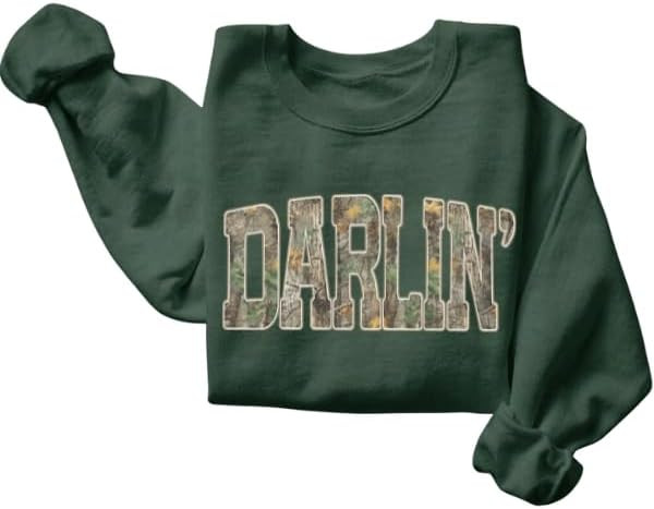 FITIN Unisex Darlin’ Camo Sweatshirt for Women – Western Country Graphic Crewneck Camouflage ... | Amazon (US)