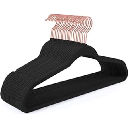 Amazon Basics Slim, Velvet, Non-Slip Suit Clothes Hangers, Black/Rose Gold - Pack of 30 | Amazon (US)