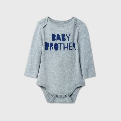 Baby Boys' 'Baby Brother' Long Sleeve Bodysuit - Cat & Jack™ Gray | Target