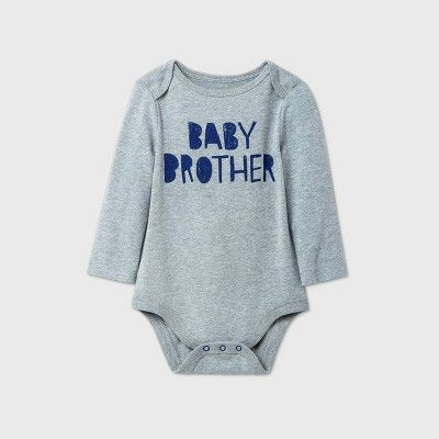 Baby Boys' 'Baby Brother' Long Sleeve Bodysuit - Cat & Jack™ Gray | Target