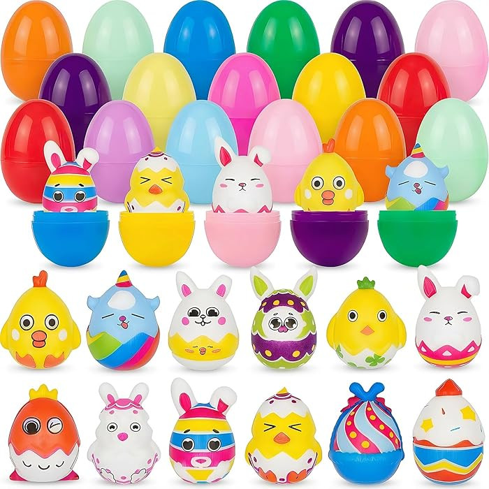 12 Pack Easter Squishies Toys Slow Rising Squishy Squeeze Toy with 12 Pcs Plastic Easter Eggs for... | Amazon (US)