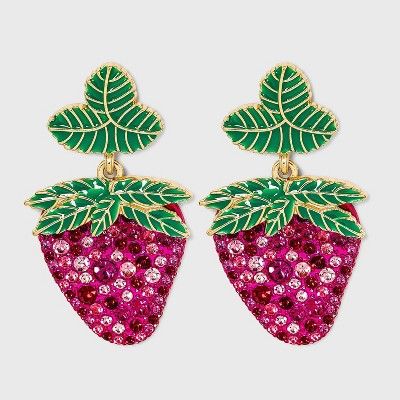 SUGRFIX by BaubleBar Crystal Strawberry Drop Earrings - Pink | Target