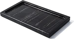 JIMEI Natural Real Marble Bathroom Tray Countertop Vanity Tray Makeup Storage Holder Cosmetic Org... | Amazon (US)