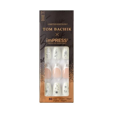 KISS TOM BACHIK x imPRESS Medium Coffin Press-On Nails White 30 Pieces | Walmart (US)