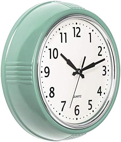 Bernhard Products Retro Wall Clock 9.5 Inch Green Kitchen 50's Vintage Design Round Silent Non Ticki | Amazon (US)