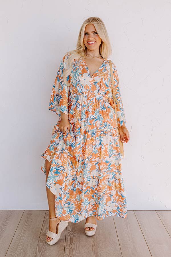 Blossom Breeze Floral Maxi In Persimmon Curves | Impressions Online Boutique