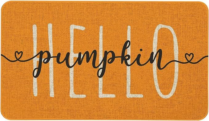 Mloabuc Fall Door Mat Hello Pumpkin Doormat Funny Text Decor Indoor mat, Thanksgiving Holiday Cre... | Amazon (US)