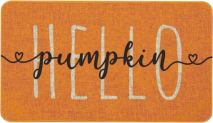 Mloabuc Hello Pumpkin Door Mat Funny Text Indoor mat, Thanksgiving Holiday Creative Decorative Se... | Amazon (US)