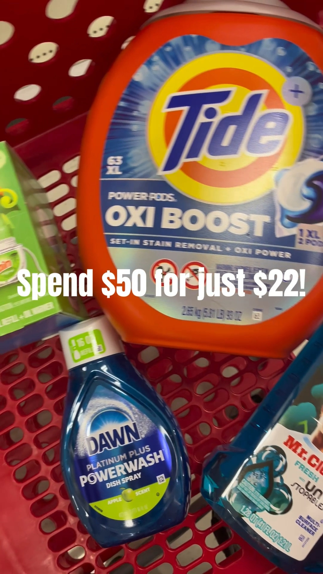 This Week's Target Deal 🎯 
  
LIVE from December 28th through January 3rd!
   
With this economy? Going back to basics!
   
Deal - Spend $50 on Household & Get a $15 Target Giftcard
  
Option 2 - No Rebates & can do it on the Target app!
   
1 Gain Febreeze Oil Warmer
1 Tide Pods 93 oz
1 Dawn Refill
1 Mr. Clean 41 fl oz
  
Total before coupons $50.46
Total coupons $14.00
You pay $36.46 plus tax
You immediately get $15 Target Giftcard
  
Net after coupons & Giftcard - $21.46!!

#LTKHome #LTKSaleAlert #LTKdayinmylife
