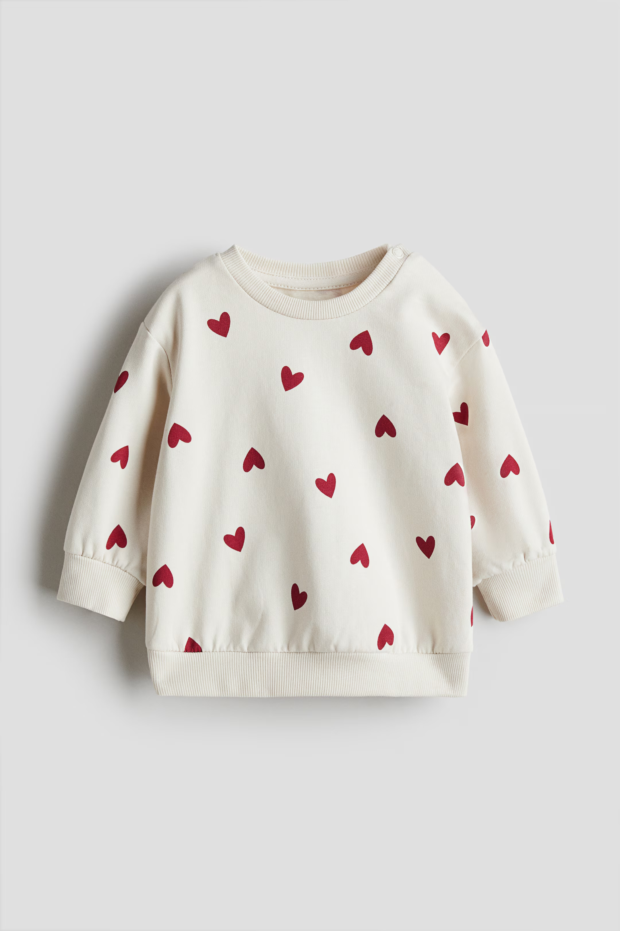 Cotton sweatshirt - Crew-neck - Long sleeve - White/Hearts - Kids | H&M GB | H&M (UK, MY, IN, SG, PH, TW, HK)