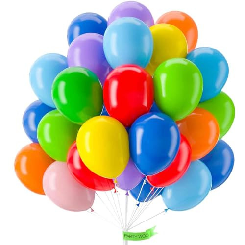 PartyWoo Assorted Colors Rainbow Balloons 50 pcs 12 Inch Multicolor Colorful Latex Helium Balloon for Graduation Baby Shower Unicorn Fiesta Flower Spring Rainbow Theme Birthday Party Decorations | Amazon (US)