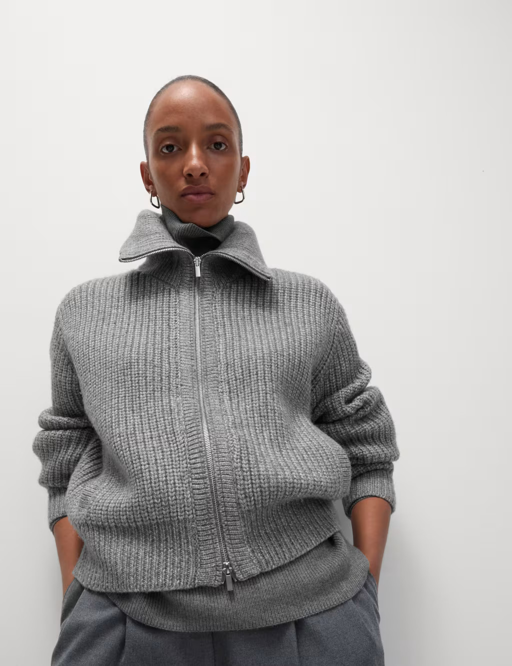 Cloud-Yarn Relaxed Collared Knitted Jacket | Marks & Spencer (UK)