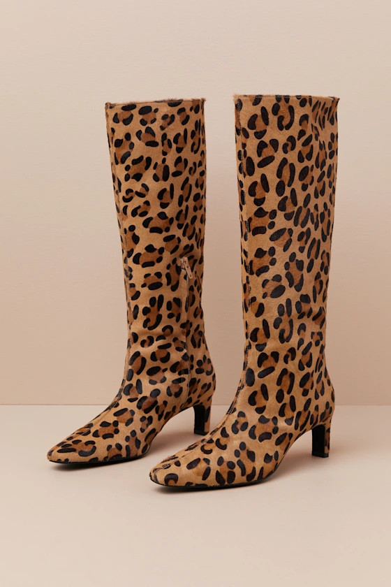 Seville Cheetah Calf Hair Leather Knee-High Boots | Lulus