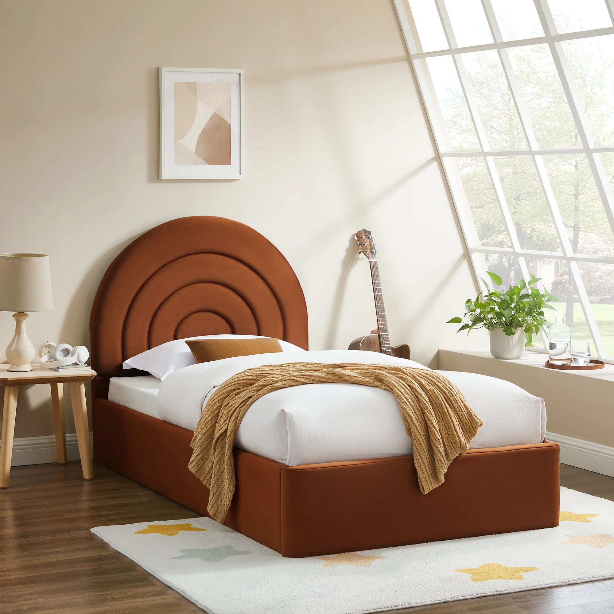 Solana Arched Performance Velvet Platform Bed | Wayfair North America