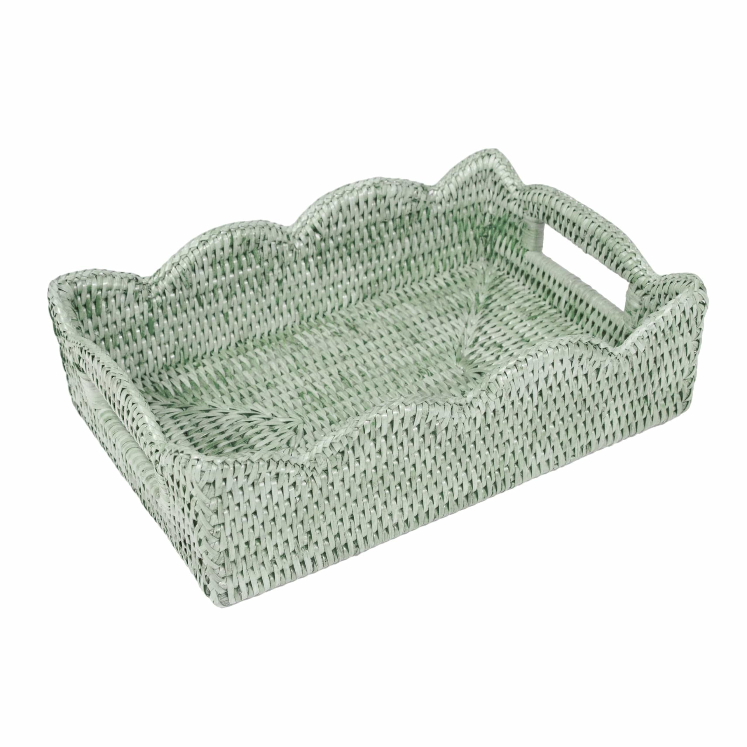 Caspari Rattan Scalloped Small Tray in Green - 1 Each | Amazon (US)