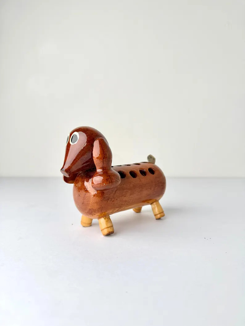 Vintage Wooden Dachshund Pencil Holder, Mid-Century Dog Match Holder Retro Desk Decor | Etsy (Global)