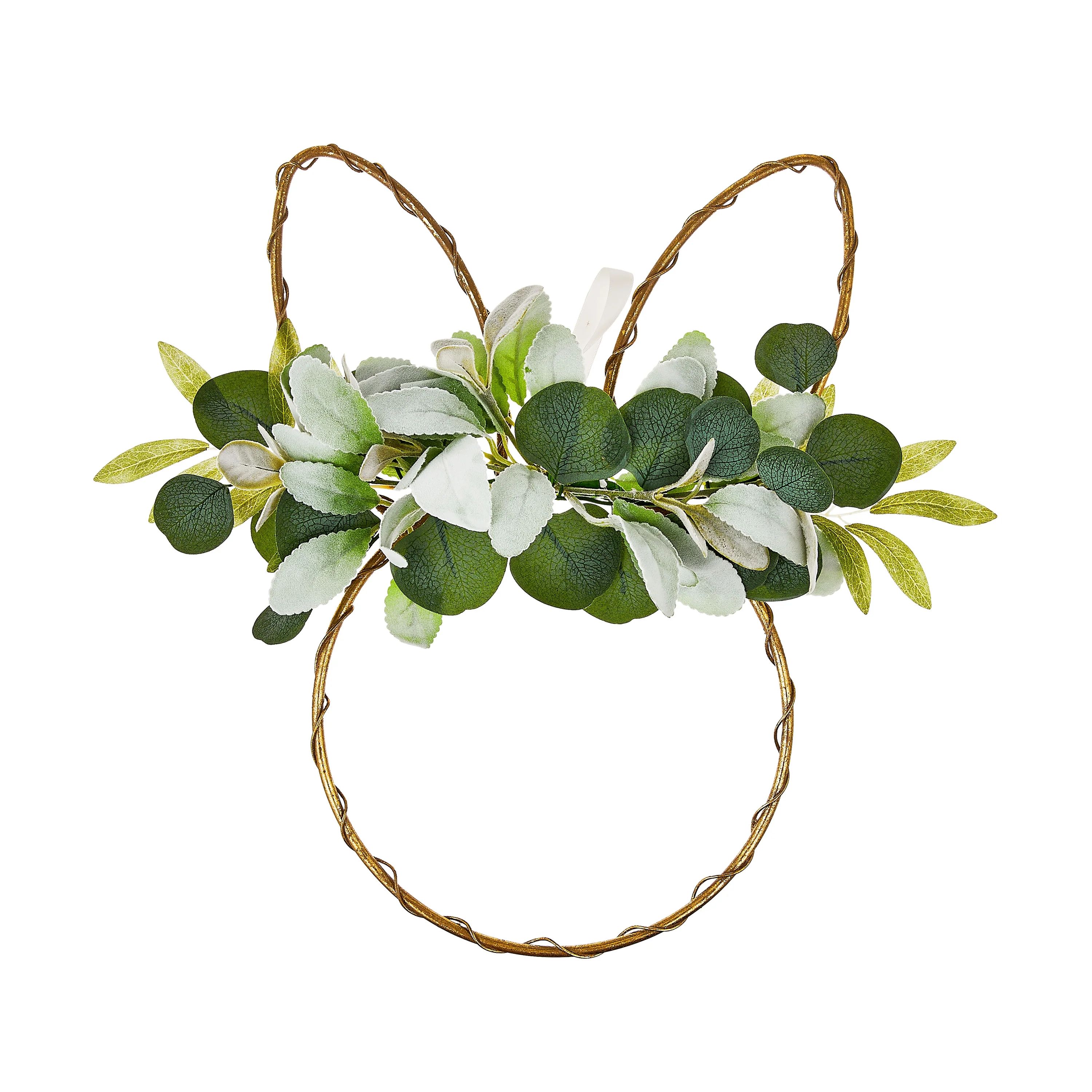 Easter Bunny-Shaped Wreath with Greenery, 17 in, by Way To Celebrate | Walmart (US)