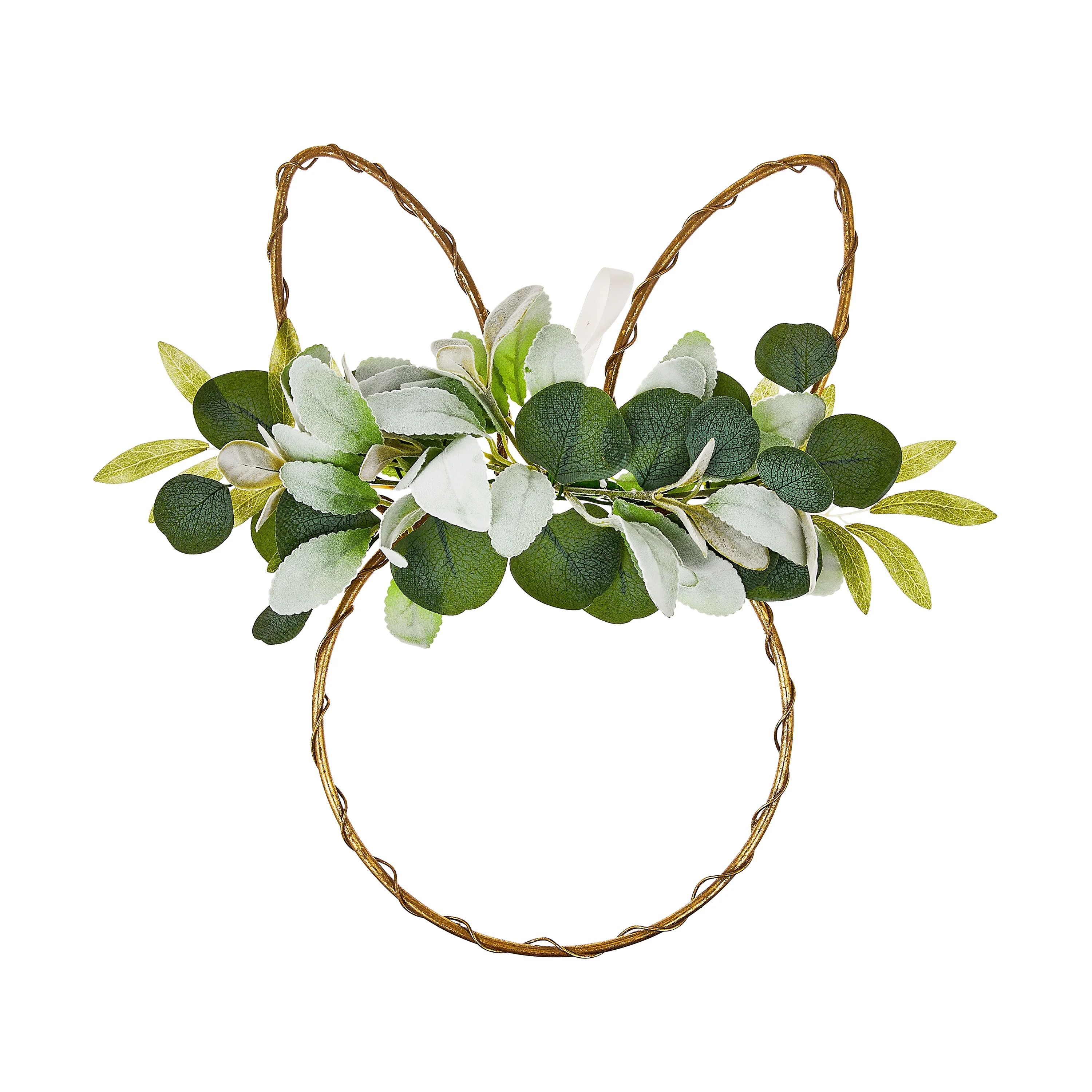 Easter Bunny-Shaped Wreath with Greenery, 17 in, by Way To Celebrate - Walmart.com | Walmart (US)