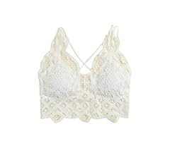 SheIn Women's Criss Cross Back Lace Bra Deep V Sexy Scalloped Strappy Bralette | Amazon (US)