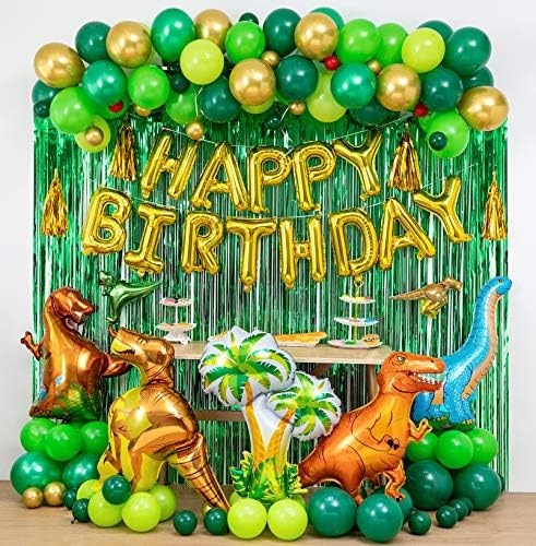 Dinosaur Birthday Party Decorations&Balloons Arch Garland Kit(Gold,Green),Dinosaurs Balloons,Happy B | Amazon (US)