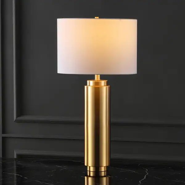 SAFAVIEH Couture Lighting 30-inch Terry Metal Pillar Table Lamp - 15 IN W x 15 IN D x 30 IN H - G... | Bed Bath & Beyond