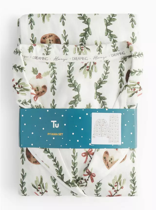 Christmas Pudding Printed Woven Traditional Pyjamas 10 | Tu Clothing