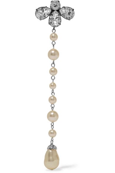 Silver-tone, crystal and faux pearl clip earring | NET-A-PORTER (UK & EU)