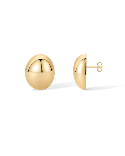 PAVOI 14K Gold Plated Vintage Dome Retro Rounded Button Half Ball Stud Earrings for Women | Gold ... | Amazon (US)