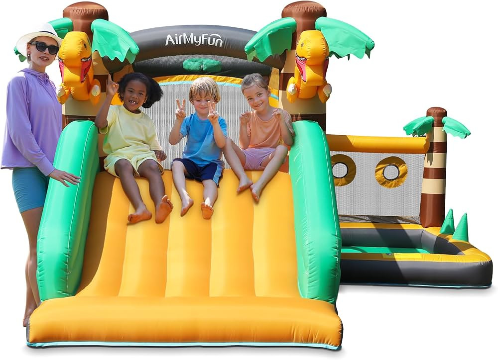 AirMyFun Inflatable Dinosaur Bounce House for Kids 3-8 with Blower, Large Bouncy Castle with Slid... | Amazon (US)
