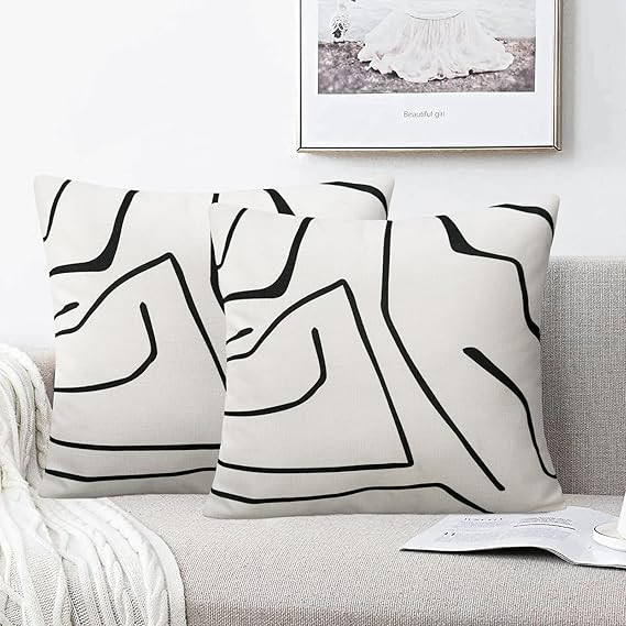Pyonic Decorative Throw Pillow Covers Set of 2 Couch Pillows Farmhouse Line Pillow Covers 18x18 f... | Amazon (US)