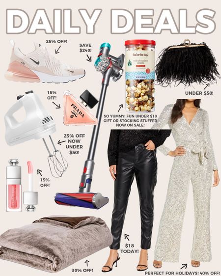Daily deals! Dyson vacuum, holiday style, prestige beauty and more all on sale! 

#dailydeals

Dyson cordless vacuum under $300. Sequin jumpsuit. Faux leather pants under $20. Prada perfume on sale. Dior lip oil on sale. Nike air max smsskers on sale. Amazon holiday clutch. Cozy faux fur blanket. 

#LTKfindsunder100 #LTKHoliday #LTKsalealert