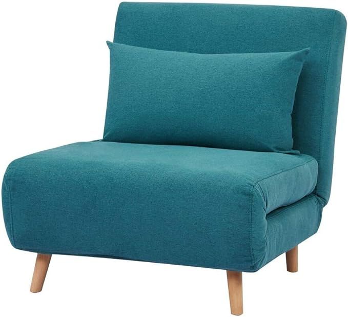 GIA Tri-Fold Convertible Polyester Sofa Bed Chair with Removable Pillow and Legs, Peacock Blue | Amazon (US)