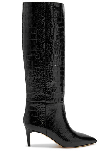 Stiletto 60 crocodile-effect leather knee-high boots | Harvey Nichols