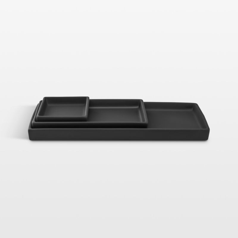 NeatMethod Black Ceramic Decorative Nesting Trays, Set of 3 | Crate & Barrel | Crate & Barrel