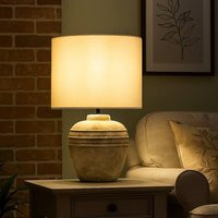 Lighting Collection Stone Effect Ceramic Table Lamp wth Grey Shade | Debenhams UK