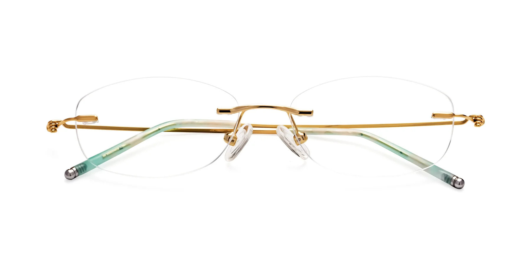 Gold Flexible Metal Oval Rimless Blue Light Glasses - 8587 | Yesglasses