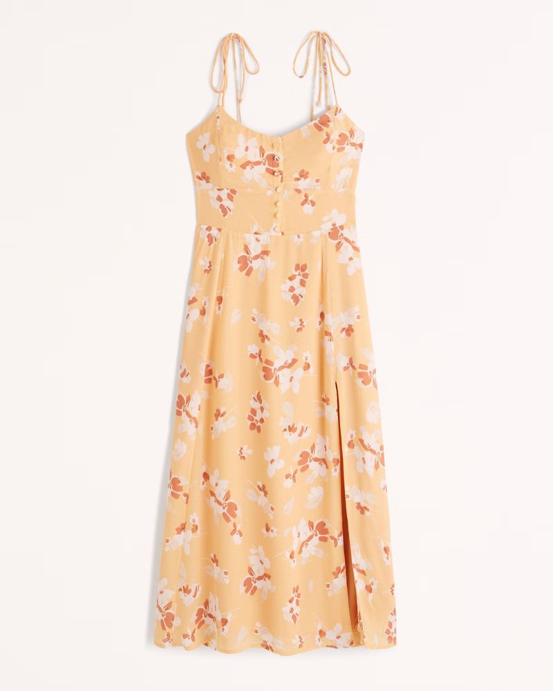 Tie-Strap Corset Midi Dress | Abercrombie & Fitch (US)