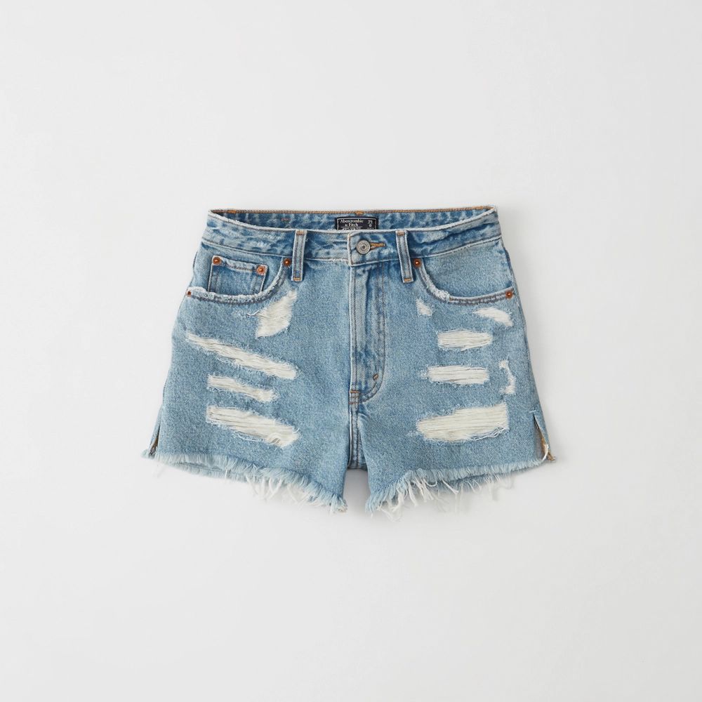 Womens Destroyed High-Rise Shorts | Abercrombie & Fitch US & UK