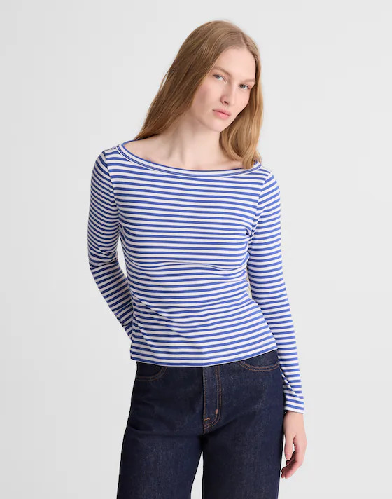 The '90s Boatneck Tee in Compact Cotton | Madewell