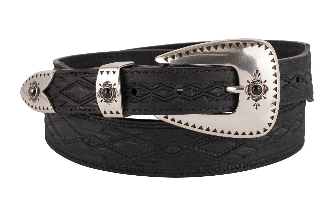 Tony Lama Dakota Black Embossed Western Belt | Pinto Ranch | Pinto Ranch