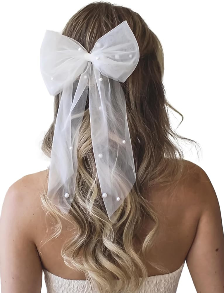Bridal Bow Veil White Short Wedding Veil Tulle Bachelorette Party Veils Bride Accessories for Wom... | Amazon (US)