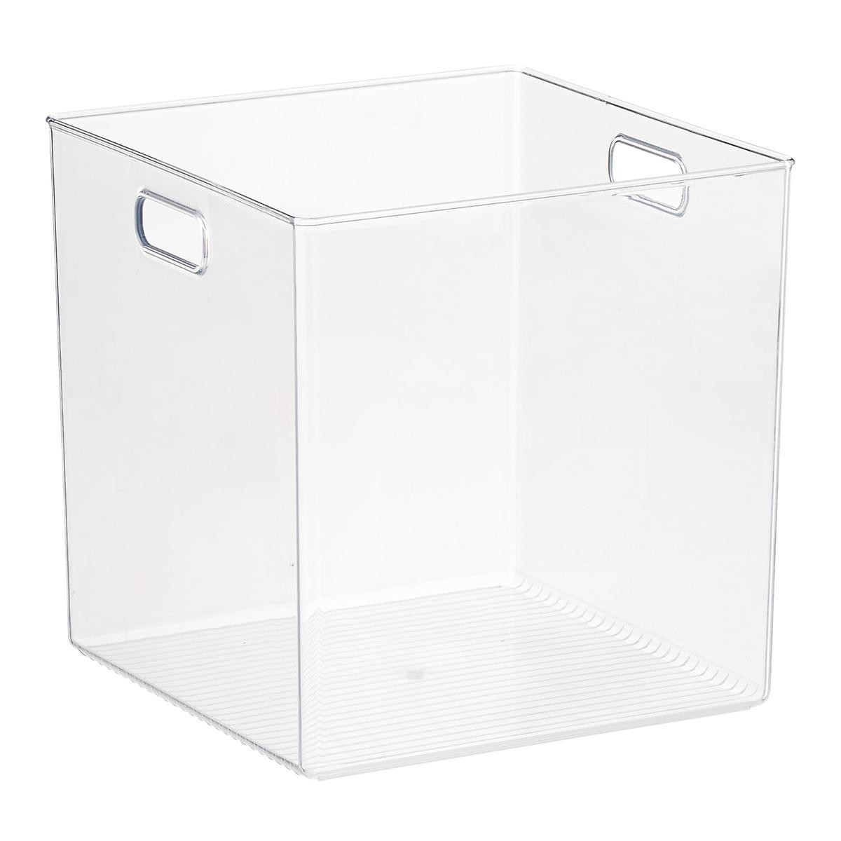 Linus Cube Bin w/ Handles Clear | The Container Store