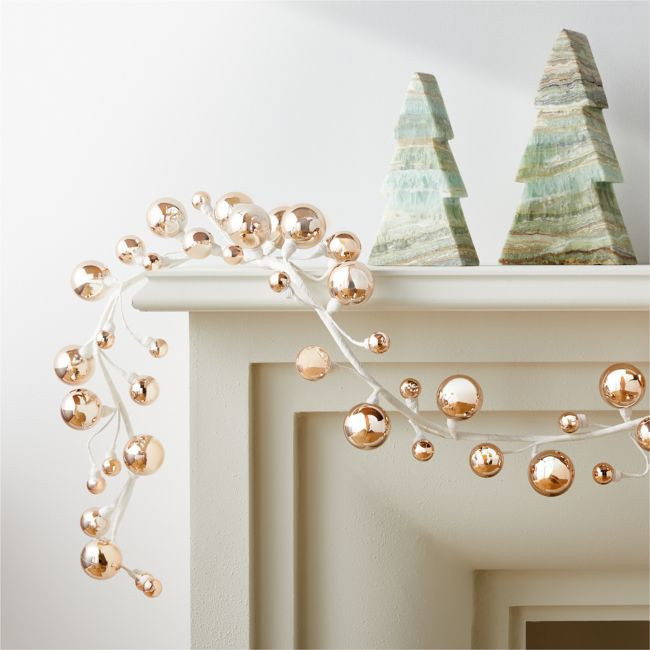 Mini Champagne Gold Ball Holiday Garland 72 | CB2