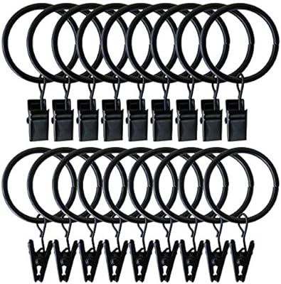 Topspeeder 18 Pack Rings Curtain Clips with Rings Rustproof Drapery Rings on Rod Strong Metal Dec... | Amazon (US)